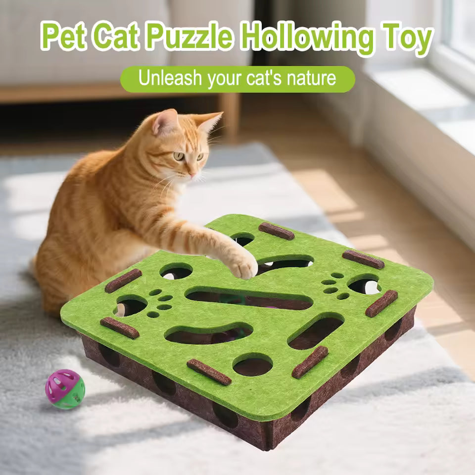 Cat Puzzle Felt Maze Box Cat Toys