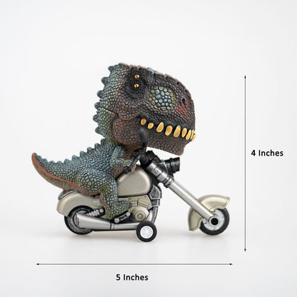 Motorcycle-Riding T-Rex Dinosaur Figurine Toy for Kids