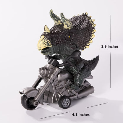 Motorcycle-Riding T-Rex Dinosaur Figurine Toy for Kids