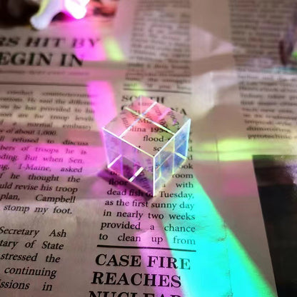 Prism Light Cube Colorful Refractive Electroplated Desktop Ornament