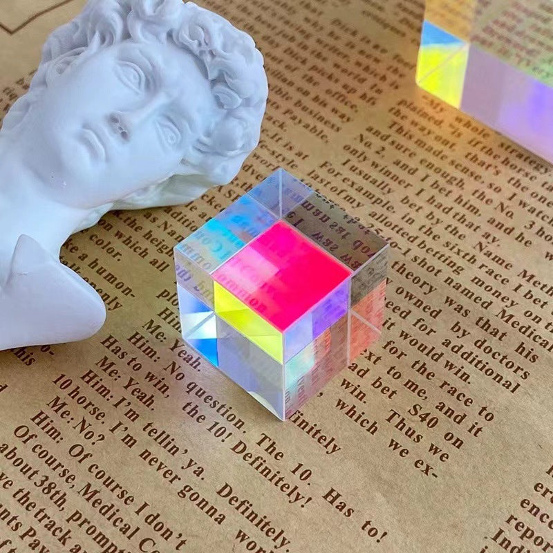 Prism Light Cube Colorful Refractive Electroplated Desktop Ornament