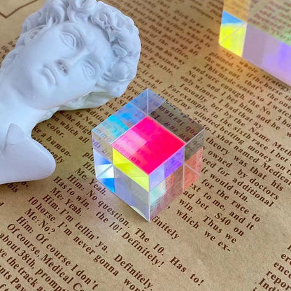 Prism Light Cube Colorful Refractive Electroplated Desktop Ornament