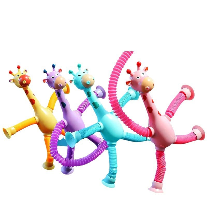 Suction Cup Giraffe Stretch Toy, Multi-Function Light-Up Extendable Tube