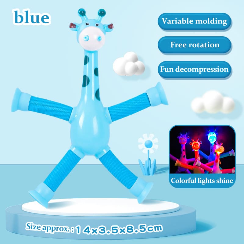 Suction Cup Giraffe Stretch Toy, Multi-Function Light-Up Extendable Tube