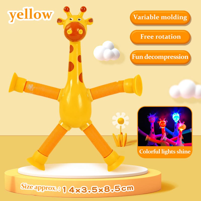 Suction Cup Giraffe Stretch Toy, Multi-Function Light-Up Extendable Tube