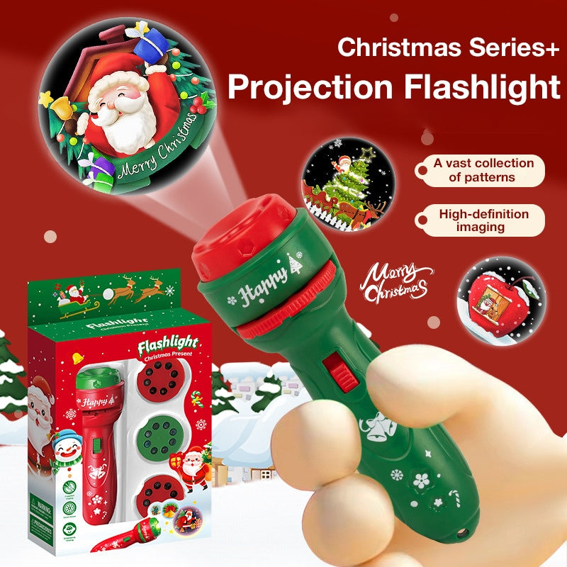 Christmas Children's Projection Flashlight, Educational Light-Up Toy for Image Recognition, Fun Cartoon Projector for Early Learning