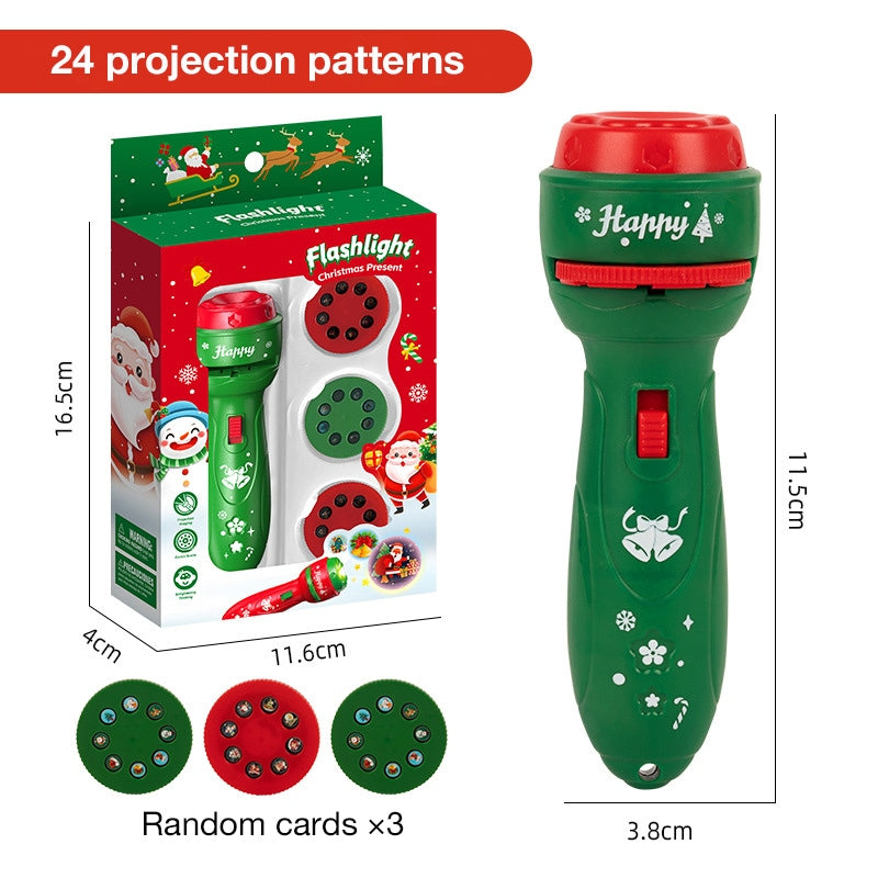Christmas Children's Projection Flashlight, Educational Light-Up Toy for Image Recognition, Fun Cartoon Projector for Early Learning