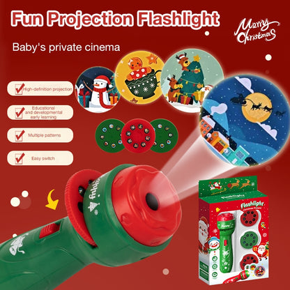 Christmas Children's Projection Flashlight, Educational Light-Up Toy for Image Recognition, Fun Cartoon Projector for Early Learning
