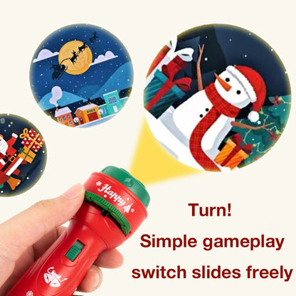 Christmas Children's Projection Flashlight, Educational Light-Up Toy for Image Recognition, Fun Cartoon Projector for Early Learning