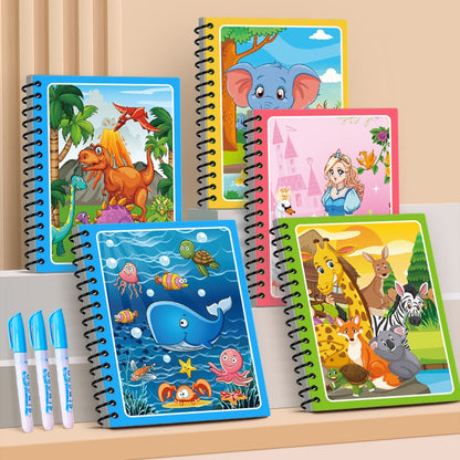 Children's Magic Educational Water Painting Book, Reusable Doodle Drawing Book with Clear Water