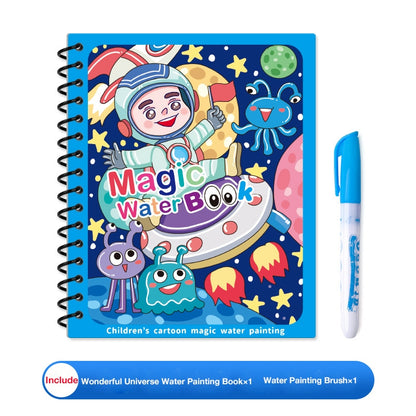 Children's Magic Educational Water Painting Book, Reusable Doodle Drawing Book with Clear Water