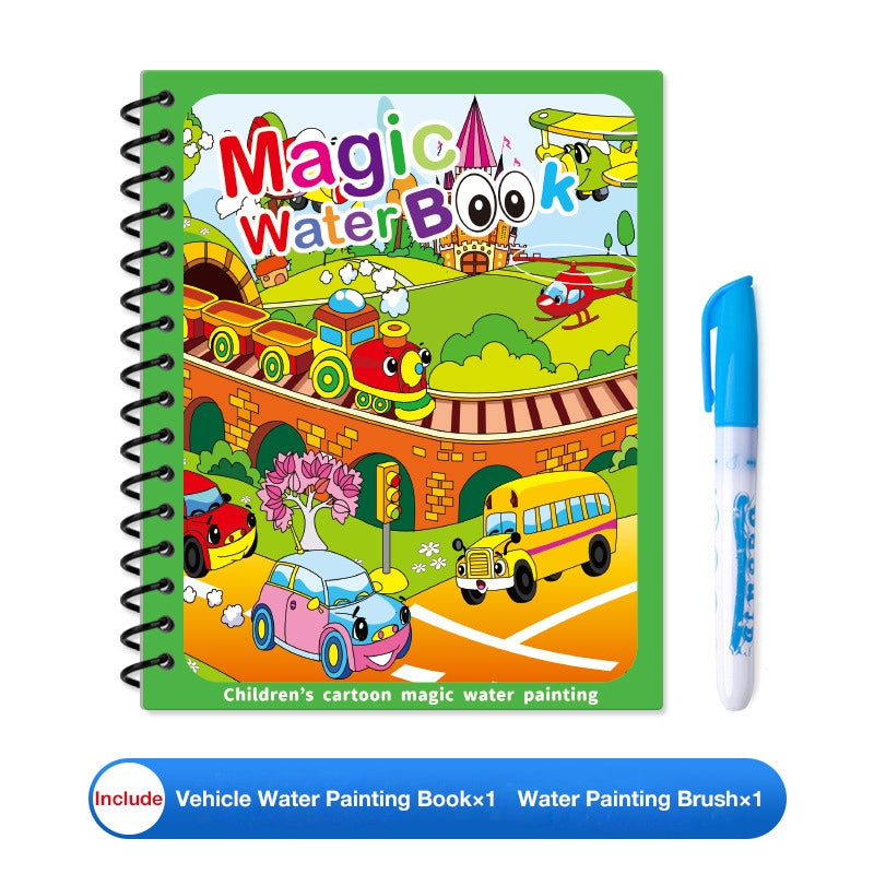 Children's Magic Educational Water Painting Book, Reusable Doodle Drawing Book with Clear Water