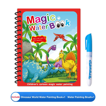 Children's Magic Educational Water Painting Book, Reusable Doodle Drawing Book with Clear Water