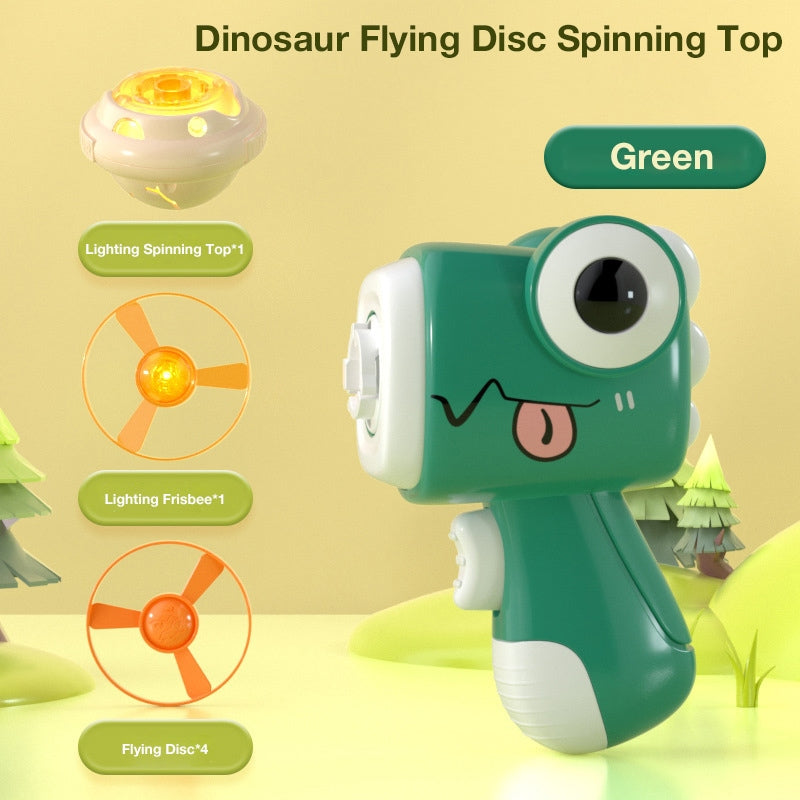 Children's Outdoor Glowing Dinosaur Flying Saucer Top, Launching Spinning LED Bamboo Helicopter Toy