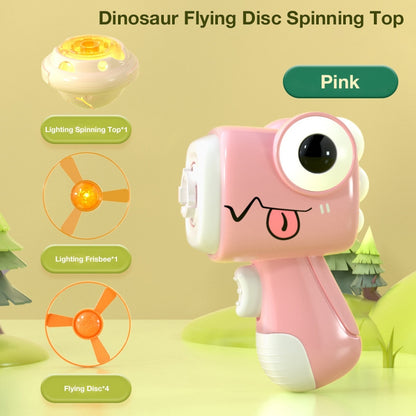 Children's Outdoor Glowing Dinosaur Flying Saucer Top, Launching Spinning LED Bamboo Helicopter Toy