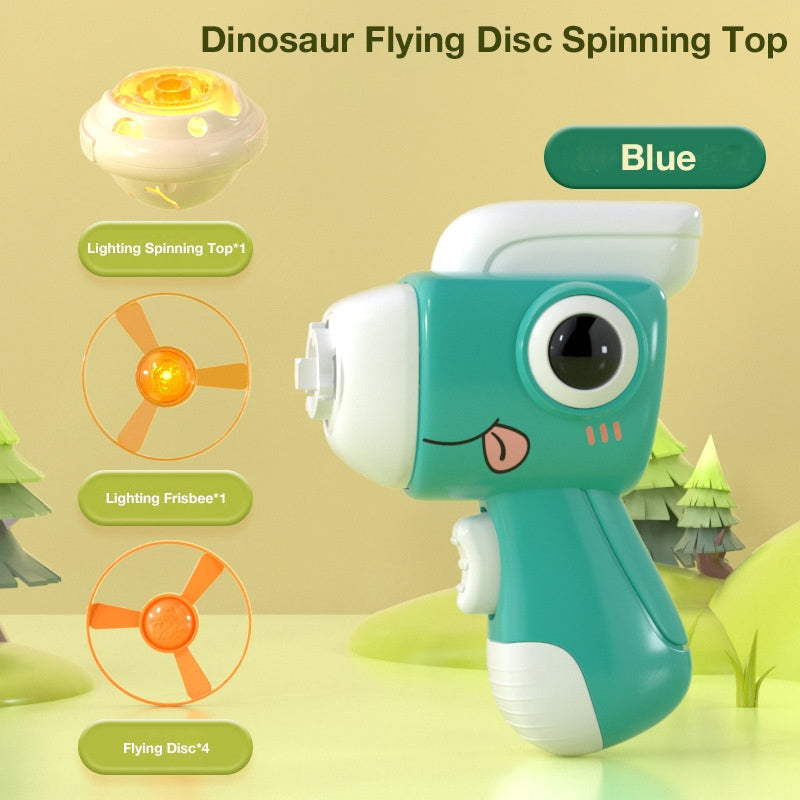 Children's Outdoor Glowing Dinosaur Flying Saucer Top, Launching Spinning LED Bamboo Helicopter Toy