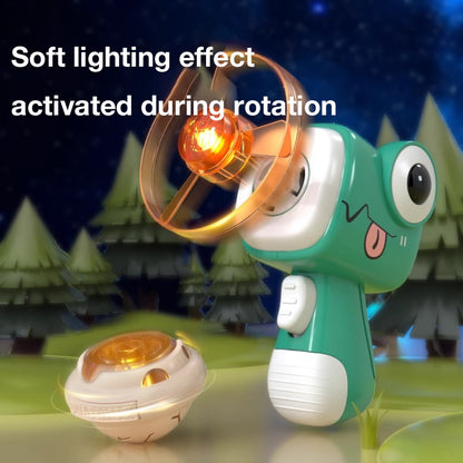 Children's Outdoor Glowing Dinosaur Flying Saucer Top, Launching Spinning LED Bamboo Helicopter Toy
