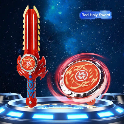 Glow-in-the-Dark Top Sword with Pull String Launcher – Interactive Spinning Top Toy for Kids