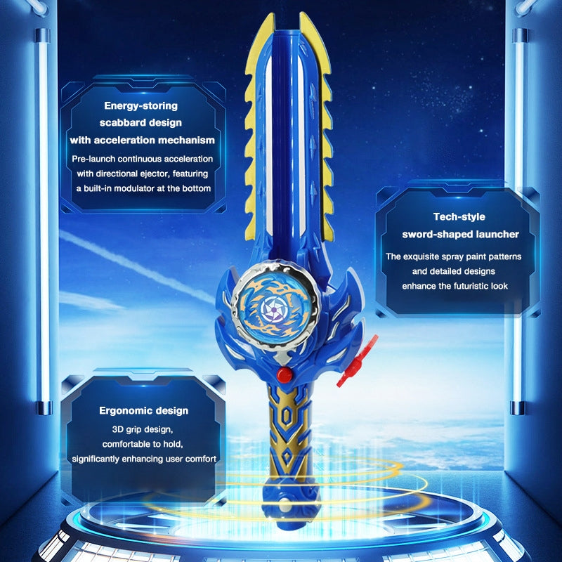 Glow-in-the-Dark Top Sword with Pull String Launcher – Interactive Spinning Top Toy for Kids