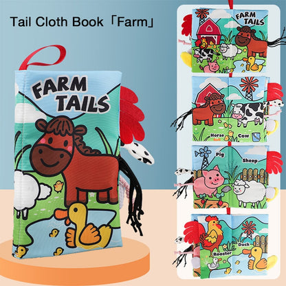 Baby Tail Cloth Book, Tear-Resistant Book with Crinkle Paper, Early Learning Toy
