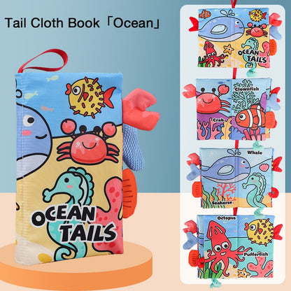 Baby Tail Cloth Book, Tear-Resistant Book with Crinkle Paper, Early Learning Toy