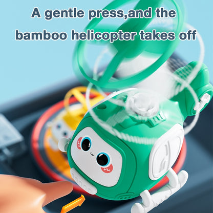 Inertial Collision Aircraft Bamboo Dragonfly Outdoor Flying Disc Launcher Frisbee Toy