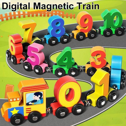 Magnetic Wooden Number Train Building Blocks – Educational Toy for Kids