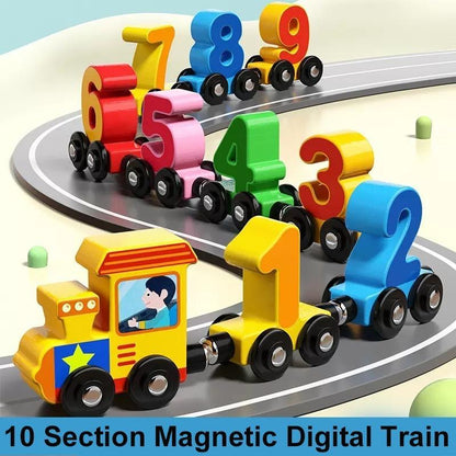 Magnetic Wooden Number Train Building Blocks – Educational Toy for Kids