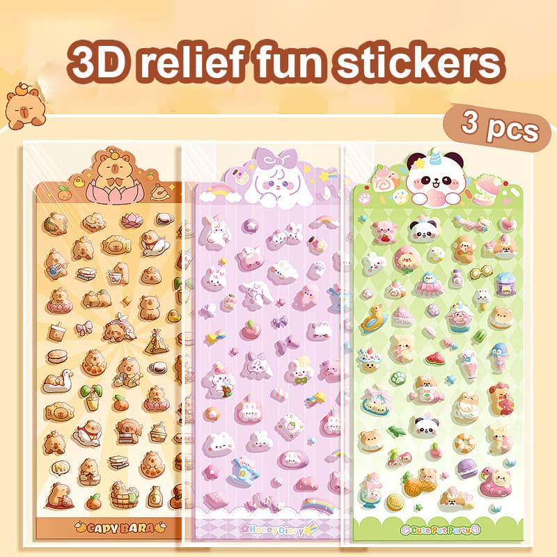 3D Embossed Relief Stickers – Fun DIY Decorative Stickers for Kids & Crafts