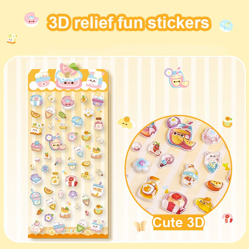 3D Embossed Relief Stickers – Fun DIY Decorative Stickers for Kids & Crafts