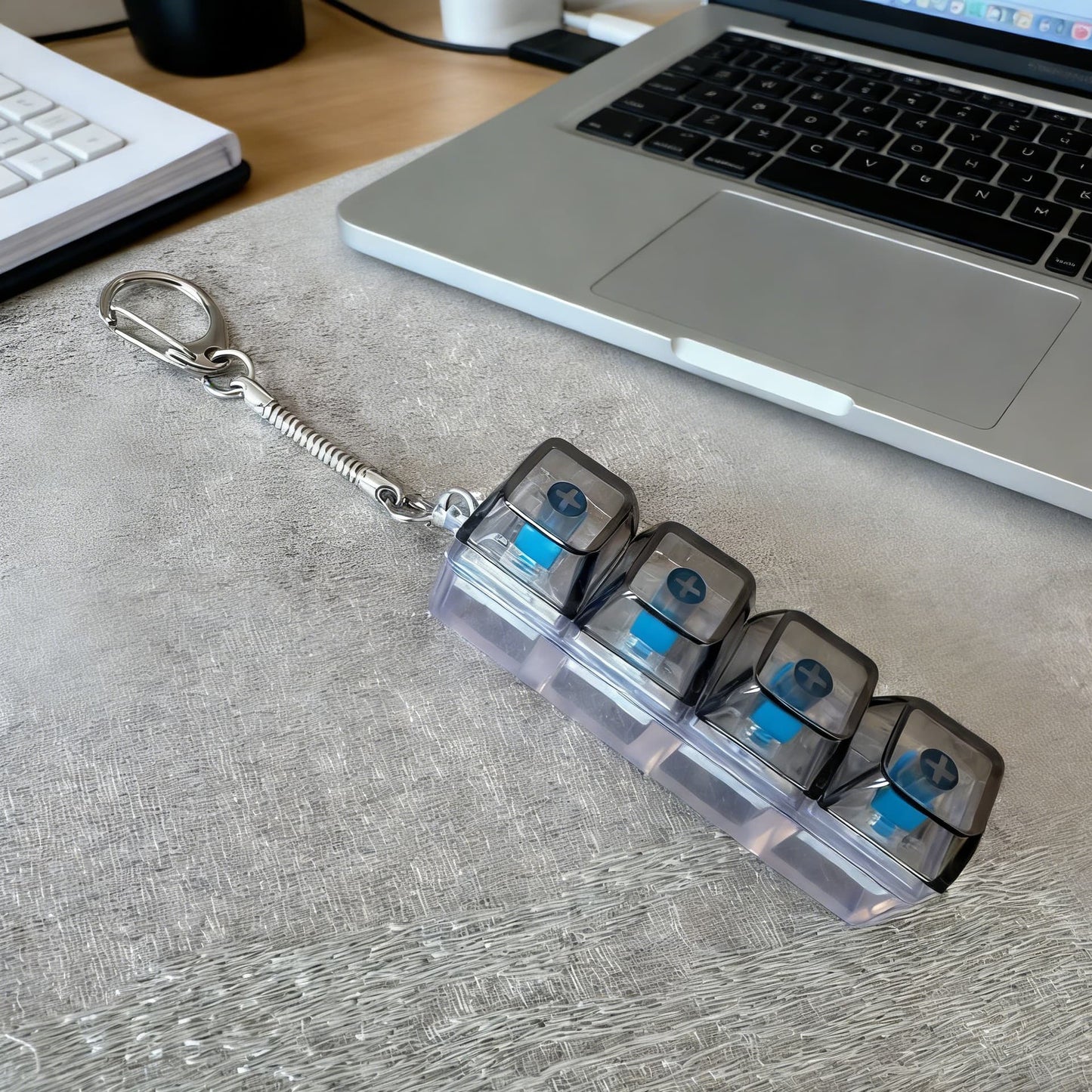 Keyboard Fidget Toy with LED Light Keychain