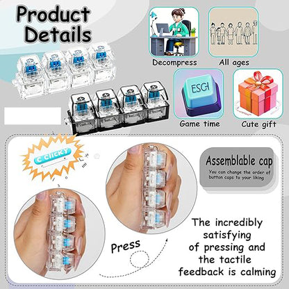 Keyboard Fidget Toy with LED Light Keychain