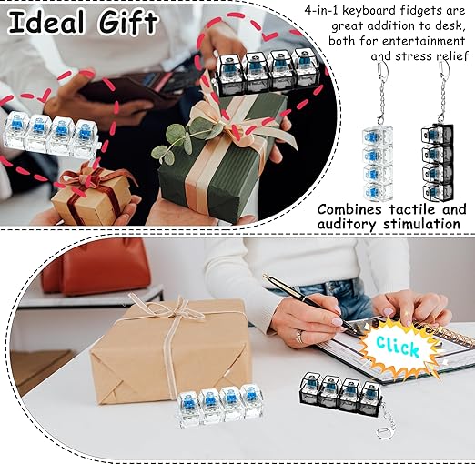 Keyboard Fidget Toy with LED Light Keychain