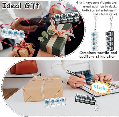 Keyboard Fidget Toy with LED Light Keychain