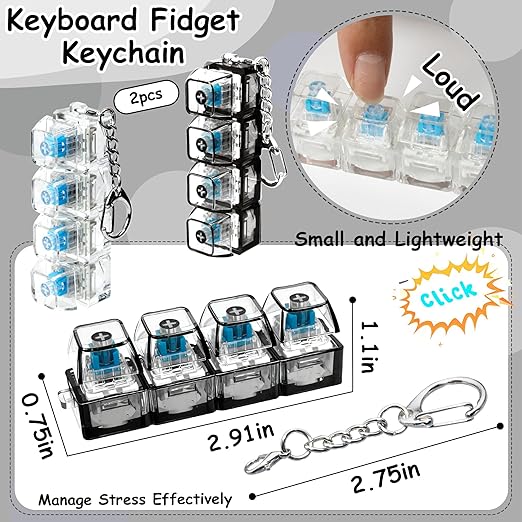 Keyboard Fidget Toy with LED Light Keychain