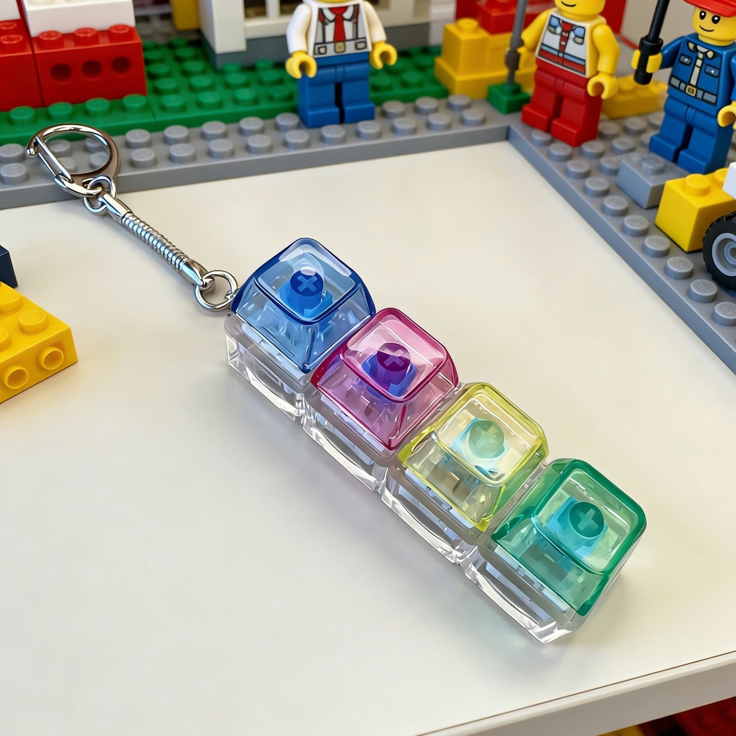 Keyboard Fidget Toy with LED Light Keychain