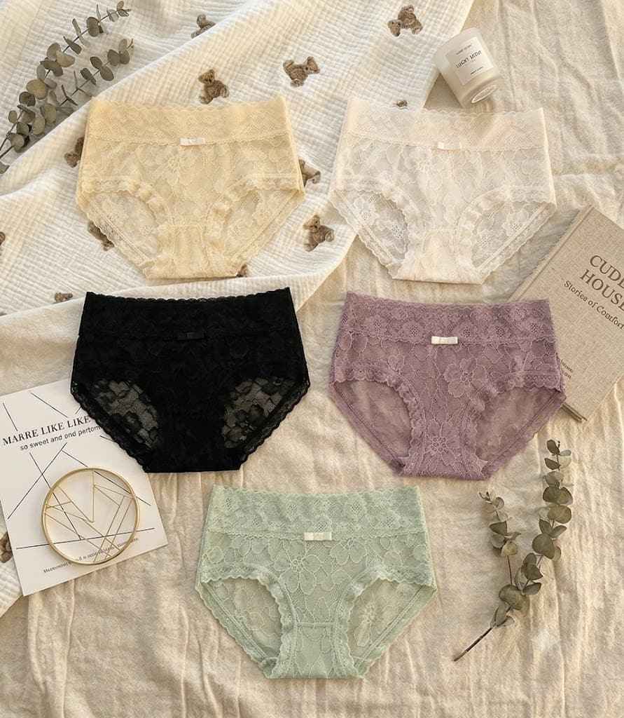 5PCS Women's Soft Lace Panties｜Breathable, Stretchy & Cotton Gusset