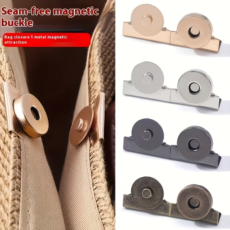 Metal Magnetic Snap Button, Bag Clamp Closure Buckle—Magnetic Fastener for Bags, Clothes & Luggage, No-Sew Removable Connector