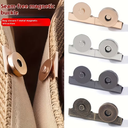 Metal Magnetic Snap Button, Bag Clamp Closure Buckle—Magnetic Fastener for Bags, Clothes & Luggage, No-Sew Removable Connector