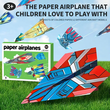 【12 Models】Children's DIY origami airplane toy