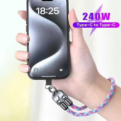 Type-C to Type-C 240W Charging Cable with Wearable Bracelet Design