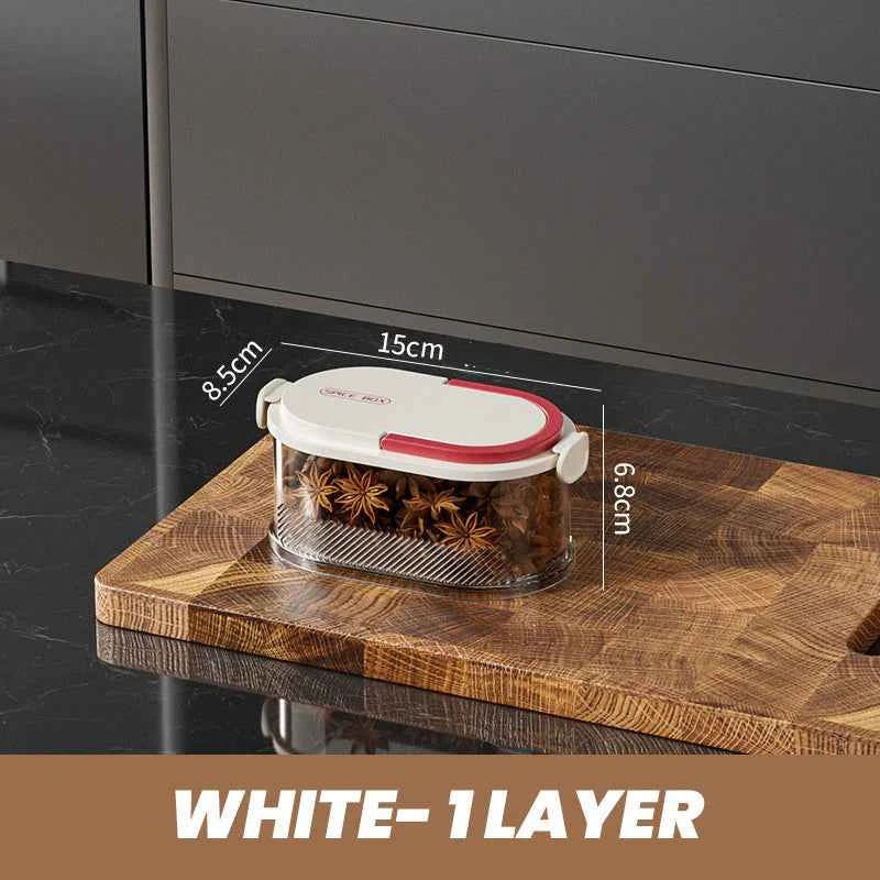 Multi-Layer Sealed Spice Organizer – BPA-Free Plastic Airtight Stackable Seasoning Container Set