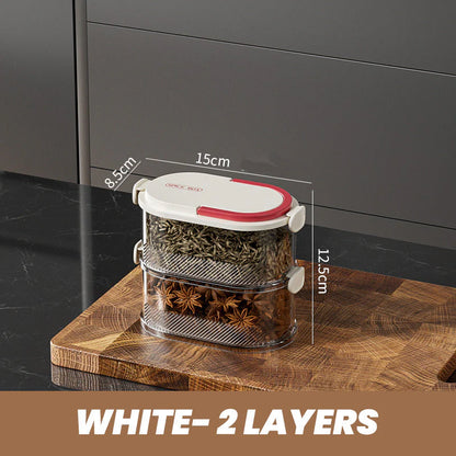 Multi-Layer Sealed Spice Organizer – BPA-Free Plastic Airtight Stackable Seasoning Container Set