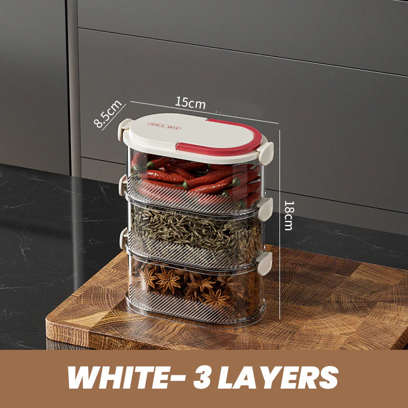 Multi-Layer Sealed Spice Organizer – BPA-Free Plastic Airtight Stackable Seasoning Container Set
