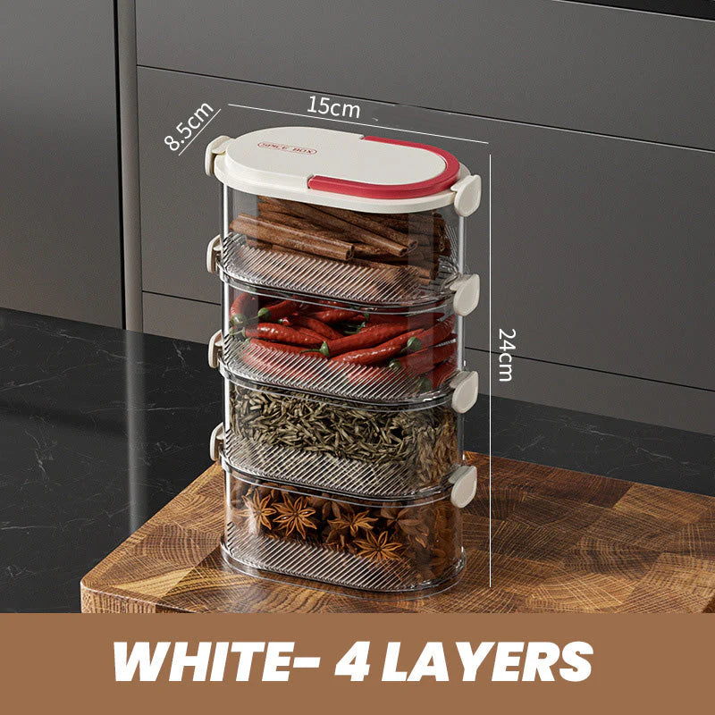 Multi-Layer Sealed Spice Organizer – BPA-Free Plastic Airtight Stackable Seasoning Container Set