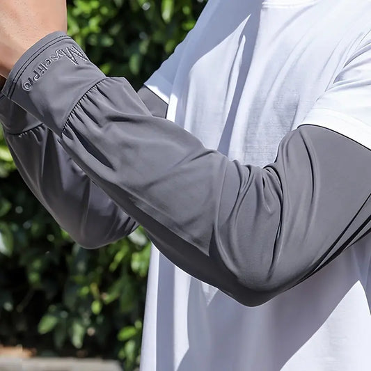 Men's Loose-Fit Ice Silk Fiber Breathable Quick-Dry UV Protection Arm Sleeves