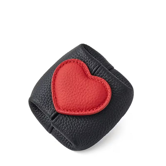 Genuine Leather Heart-Shaped Mini Storage Bag, Coin Purse