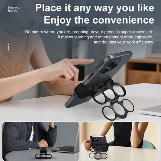 📱Dual-Ring Finger Holder – 360° Swivel & Fold, Strong Clip for Phones