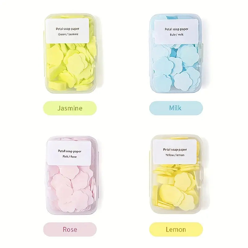 【3 Pcs】Portable Soap Paper, Convenient for Carrying, Mini Petal Soap Sheets in a Box