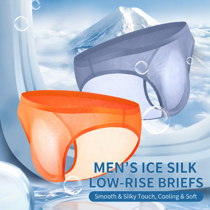Men's Ribbed Ice Silk Low-Rise Briefs – Ultra-Thin, Breathable & Cooling Underwear